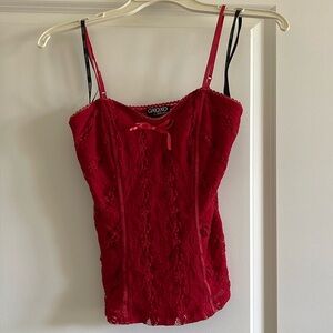 Red lace spaghetti strap top